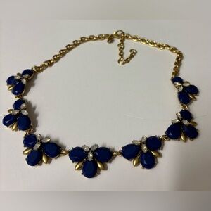 Jcrew blue cobalt/ cubic zirconia & gold necklace